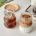 thumbnail image 4 of Taza de cristal INS, vaso resistente al calor, transparente, té, jugo, leche, café, vasos de agua para el hogar, taza de cerveza a rayas, 2/4/6 Uds., 4 of 5
