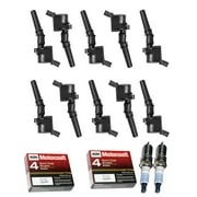 ISA AUTO Set of 10 ISA Ignition Coil & Motorcraft Spark Plugs Compatible with 2000-2005 Ford Excursion 6.8L V10 Replacement For DG508 FD503