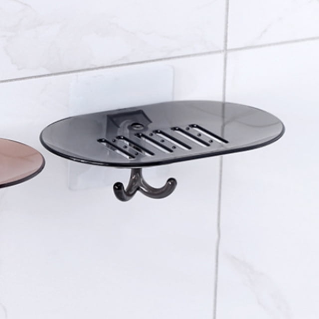 Oleegame 1PC Spoon And Lid Rest Bathroom Soap Dish Storage Holder Rack Soapbox Plate Tray Drain Gray