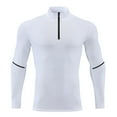 thumbnail image 2 of FRSASU Mens Quarter Zip Tight Top Long Sleeve Solid Color T Shirts for Men Sports and Fitness Lightweight Casual Top White, 2 of 4