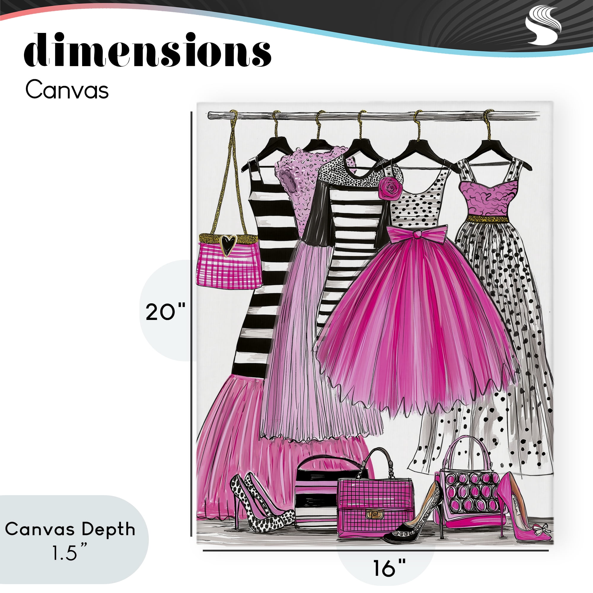 Stupell Industries Chic Pink Tulle Dresses Canvas Wall Art, design by Jess Stempel
