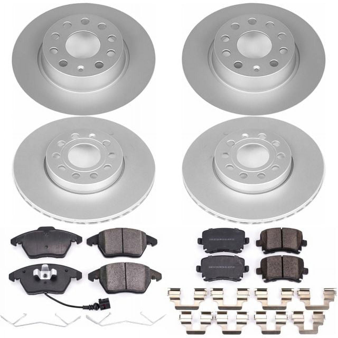PowerStop Front and Rear Geomet Coated Brake Rotor and Pad Kit Fits: VOLKSWAGEN Select Models CRK7837
