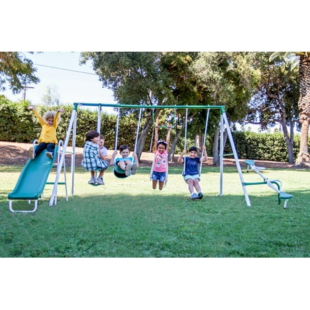 Sportspower Outdoor Live Oak Metal Swing and Slide Set
