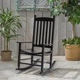 thumbnail image 5 of YRLLENSDAN Wooden Rocking Chair, Patio Rocking Chair Porch Rocking Chairs with High Back and Armrest Patio Wooden Rocker Outdoor 243 lbs Support, Black, 5 of 7