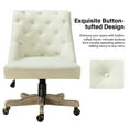 thumbnail image 6 of Armless Office Chair Adjustable Upholstered Swivel Task Vanity Chair with Wheels, Ivory, 6 of 12