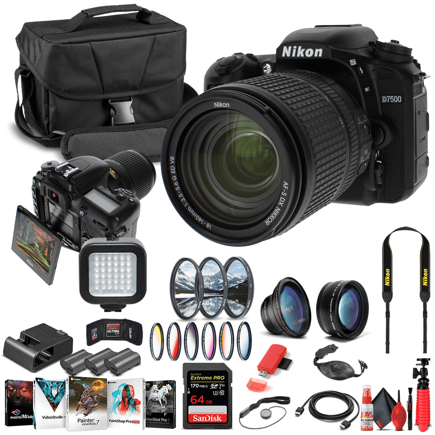 Nikon D7500 DSLR Camera 20.9MP with 18-140mm Lens 4K Video Advanced Bundle (International Model)