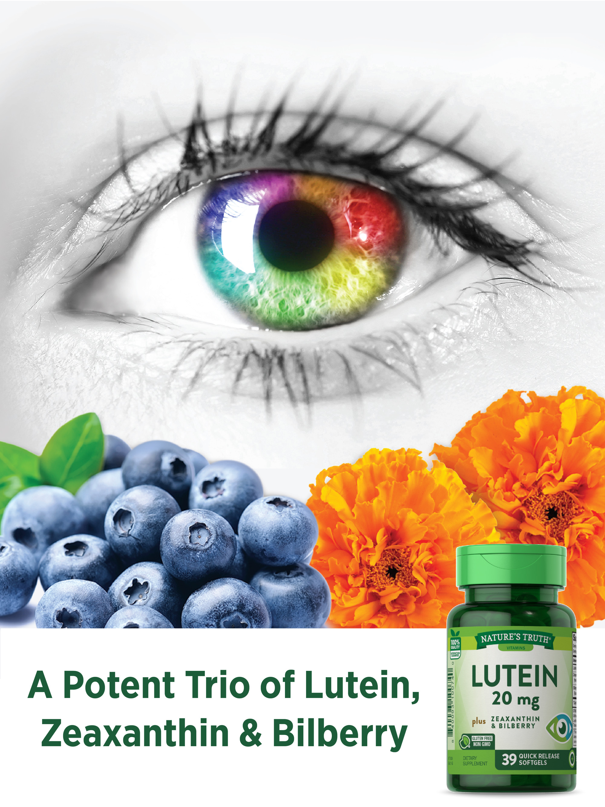 Buy Lutein and Zeaxanthin with Bilberry 20 mg | 39 Softgels | Non-GMO ...