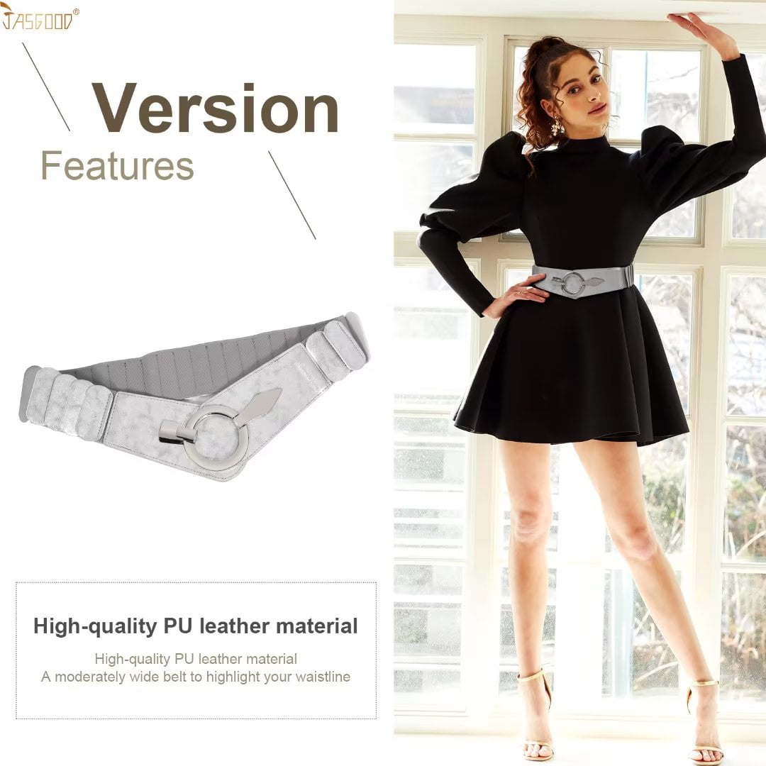 JASGOOD Plus Size Women Wide Belts Fashion Square Buckle Patent Leather  Waist Belt for Dresses