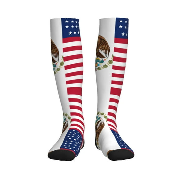 America Mexican Flag Compression Socks Circulation Running Athletic Sports for Women Men