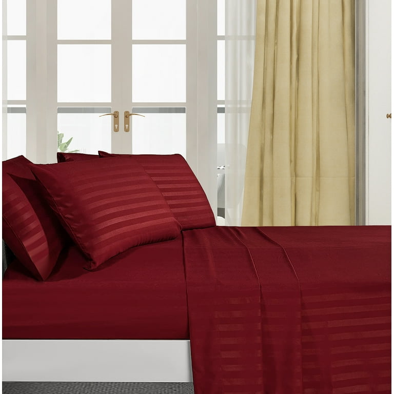 Deluxe Hotel Collection King Size Luxury Dobby Stripe 4 Piece Bed