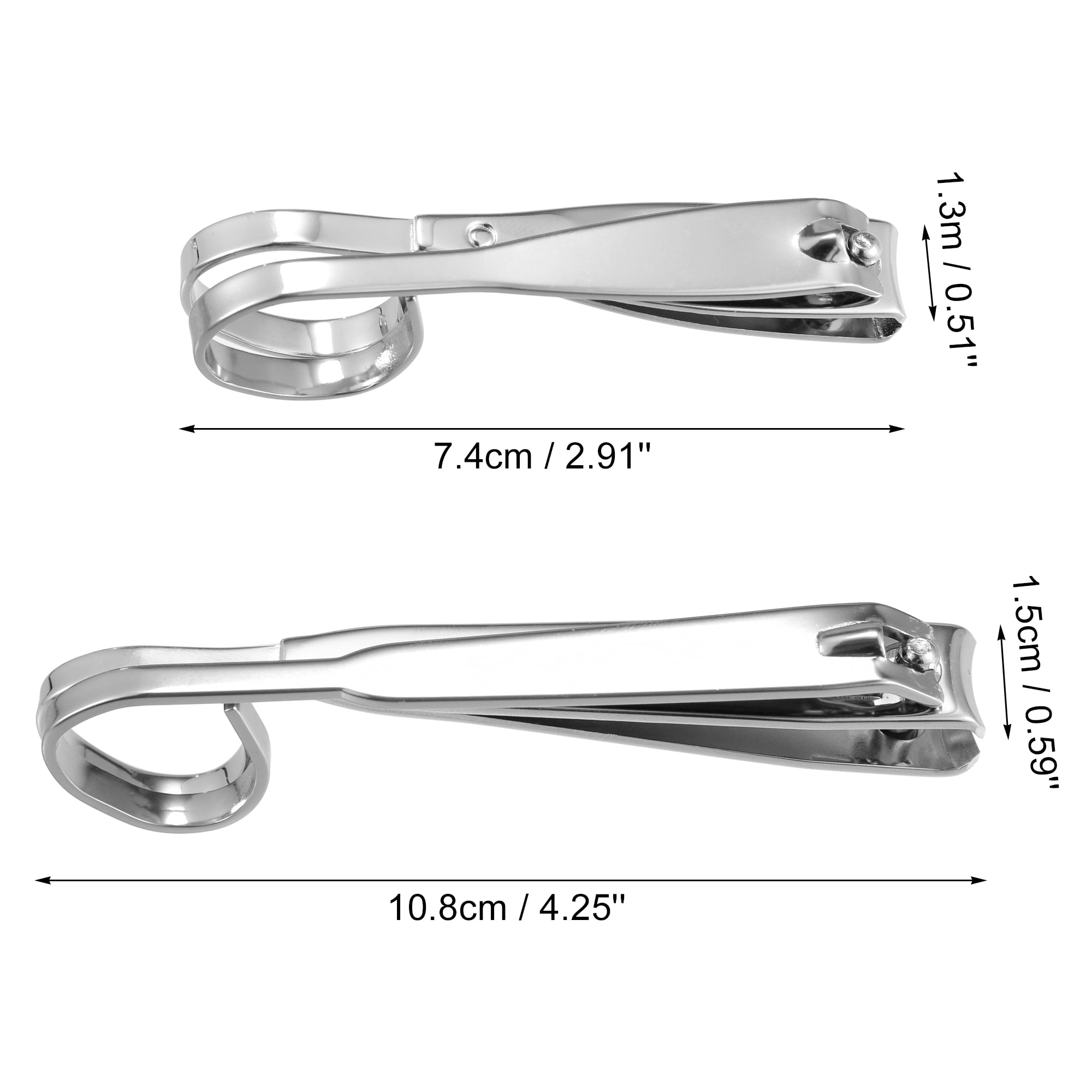 Unique Bargains 2 Pcs Nail Cutter Set Professional Nail Clippers for Travel Silver Stone
