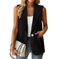 thumbnail image 5 of Charmgo Vest Tops for Women, Women's Sleeveless Coat Solid Color Cardigan Suit Casual Lapel Cardigan Jacket with Pockets Dress Vest Women, Black Vests Women XXL, 5 of 9