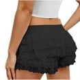 thumbnail image 3 of Lovskoo Women's Y2K Lace Ruffled Layered Shorts Tiered Bloomers Pumpkin Party Festival Boy Shorts Pettipants Black, 3 of 5