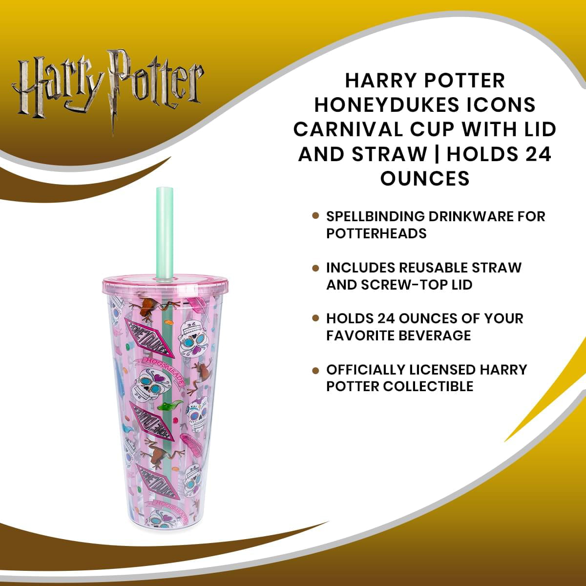 Harry Potter Honeydukes Icons Carnival Cup with Lid and Straw