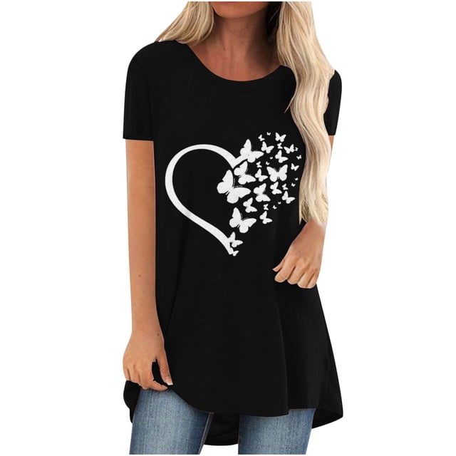 Birdeem Chemises Imprimées Mode Décontractée pour Femmes Manches Courtes Tee-Shirt Ample Tunique Blouse