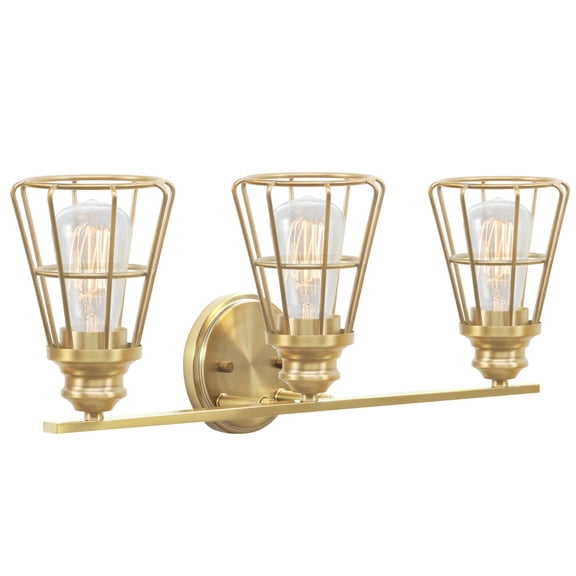 Aspen Creative 62240, Three-Light Metal Bathroom Vanity Wall Light Fixture, 24" Wide, Transitional Design in Antique Brass