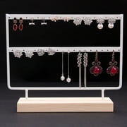 Wood Base Metal Jewelry Holder Display Stand Dangle Earrings Hanging 44 Holes