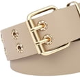 thumbnail image 5 of Cinturón de doble ojal, accesorio para disfraz, banda ancha para la cintura, 1,5 pulgadas, ajustable, de PU Beige, 5 of 5