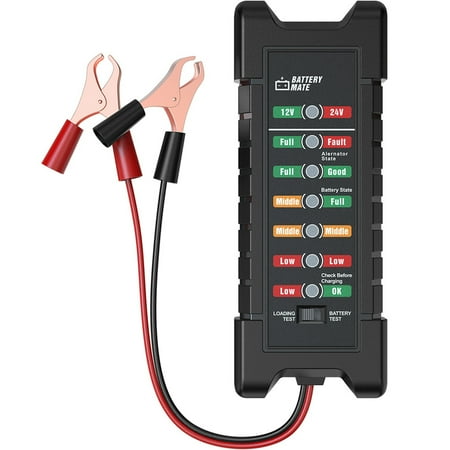 

Battery Tester with Testing Clips Car Battery Analyzer for 12V/24V Charging System High Accurate Test Battery Tool for Cars Heavy Duty Truck Motorcycle RV