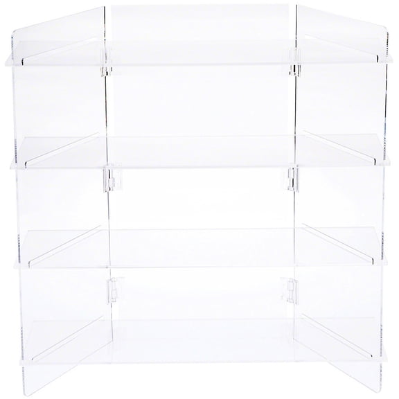 Plymor Clear Acrylic Portable Folding 4-Shelf Display, 24" H x 24" W x 10.25" D