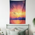 thumbnail image 4 of Sports Tapestry, Paragliding Silhouette over Sea at Sunset with Reflection of Sun Epic Ocean Scenery, Wall Hanging for Bedroom Living Room Dorm Decor, 60W X 80L Inches, Orange, by Ambesonne, 4 of 5