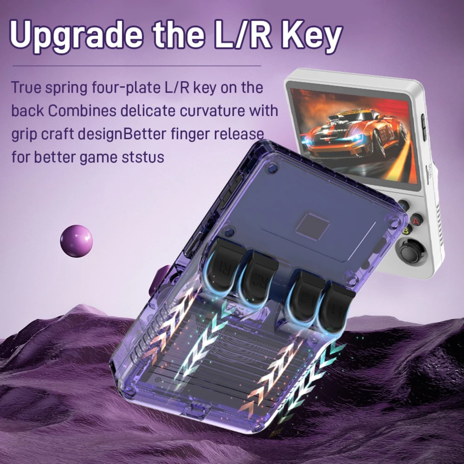 ZYTKWT R36S Handheld Game Console, 3.5-inch IPS Screen, 20,000+ Games, 20+ Emulators, 128GB Purple