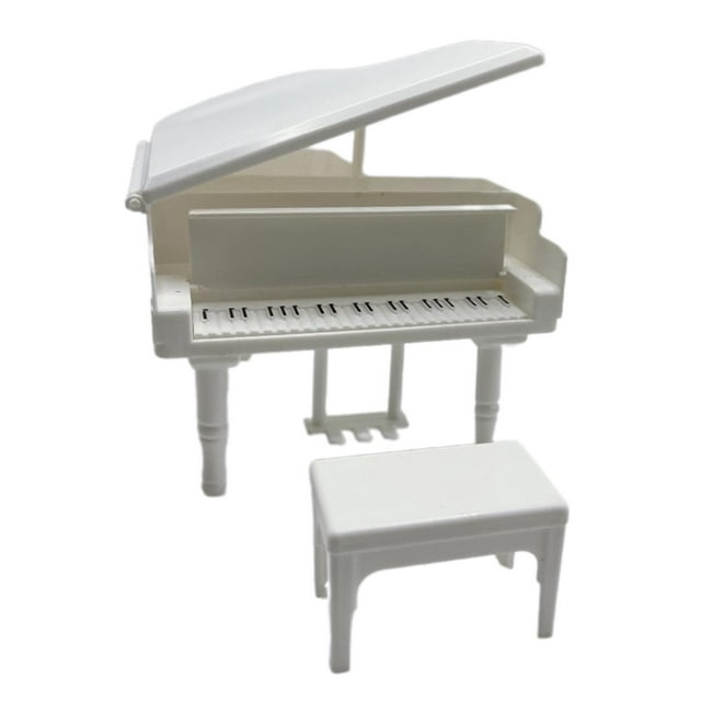 Mini Piano Baoblaze para casa de muñecas con adornos de taburete 1/6 1/12 modelo de instrumento Musical