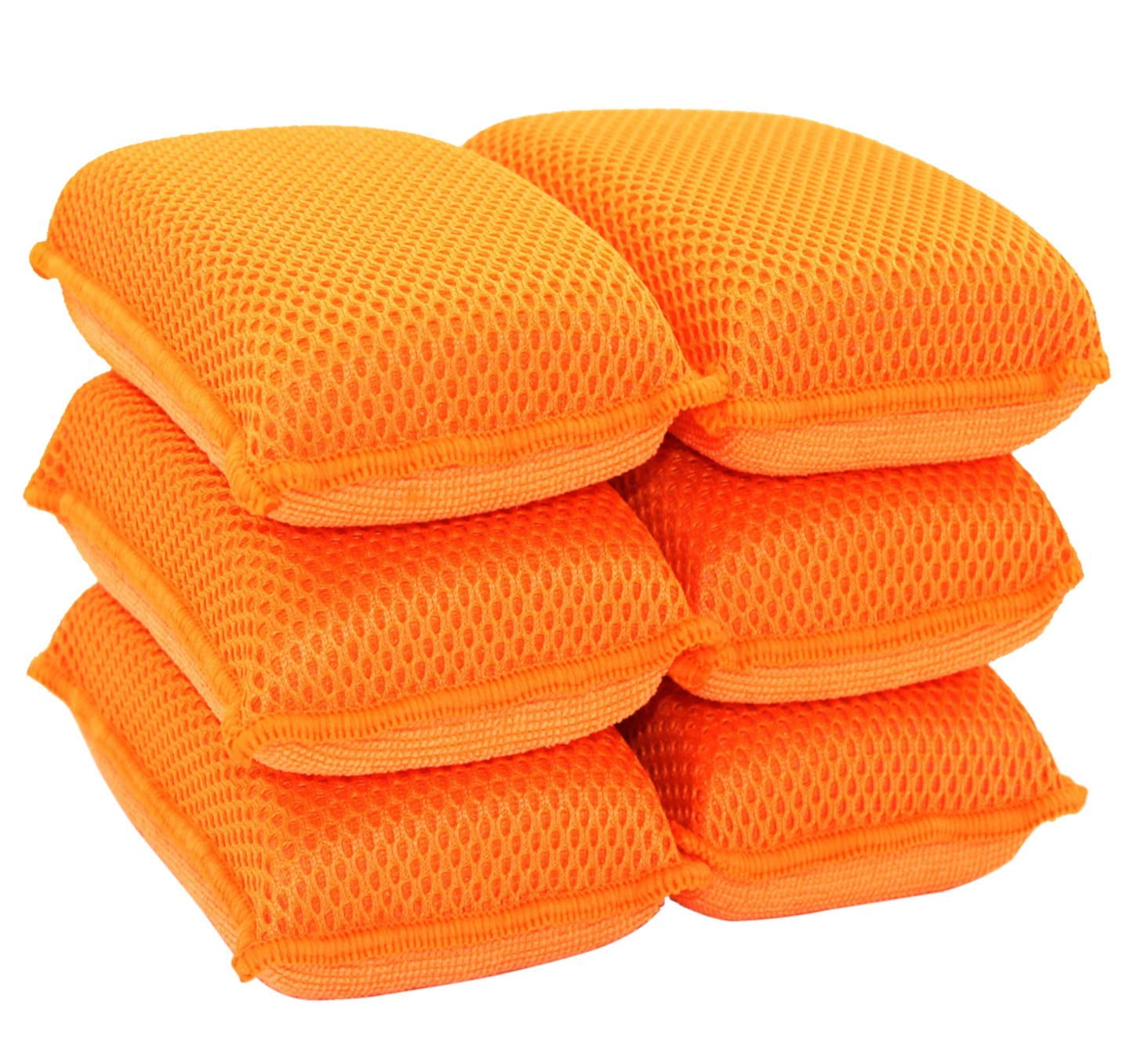Miracle Microfiber Kitchen Sponge By Scrub It 6 Pack Non Scratch Heavy Duty Dishwashing Cleaning Sponges Machine Washable Orange Walmart Com Walmart Com