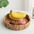 thumbnail image 4 of Natural Water Hyacinth Storage Baskets Round Basket Tray Fruit Tray Grass Weaving Storage Serving Trays with Handle 28*6cm, 4 of 9