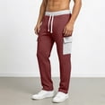 thumbnail image 6 of Relaxed Fit Drawstring Cargo Pants for Men Waffle Knit Textured Trousers Side Pockets Breathable Bottoms Casual Lounge Home-wear, 6 of 7