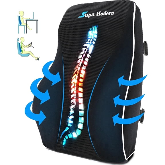 Lumbar Support Pillow, Memory Foam Ergonomic Back Cushion, for Office Chair Car Gaming, Lower Back Pain Relief