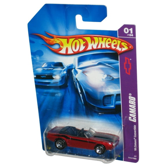 Hot Wheels Red '69 Camaro Convertible 1/4 (2006) Mattel Toy Car 041/180