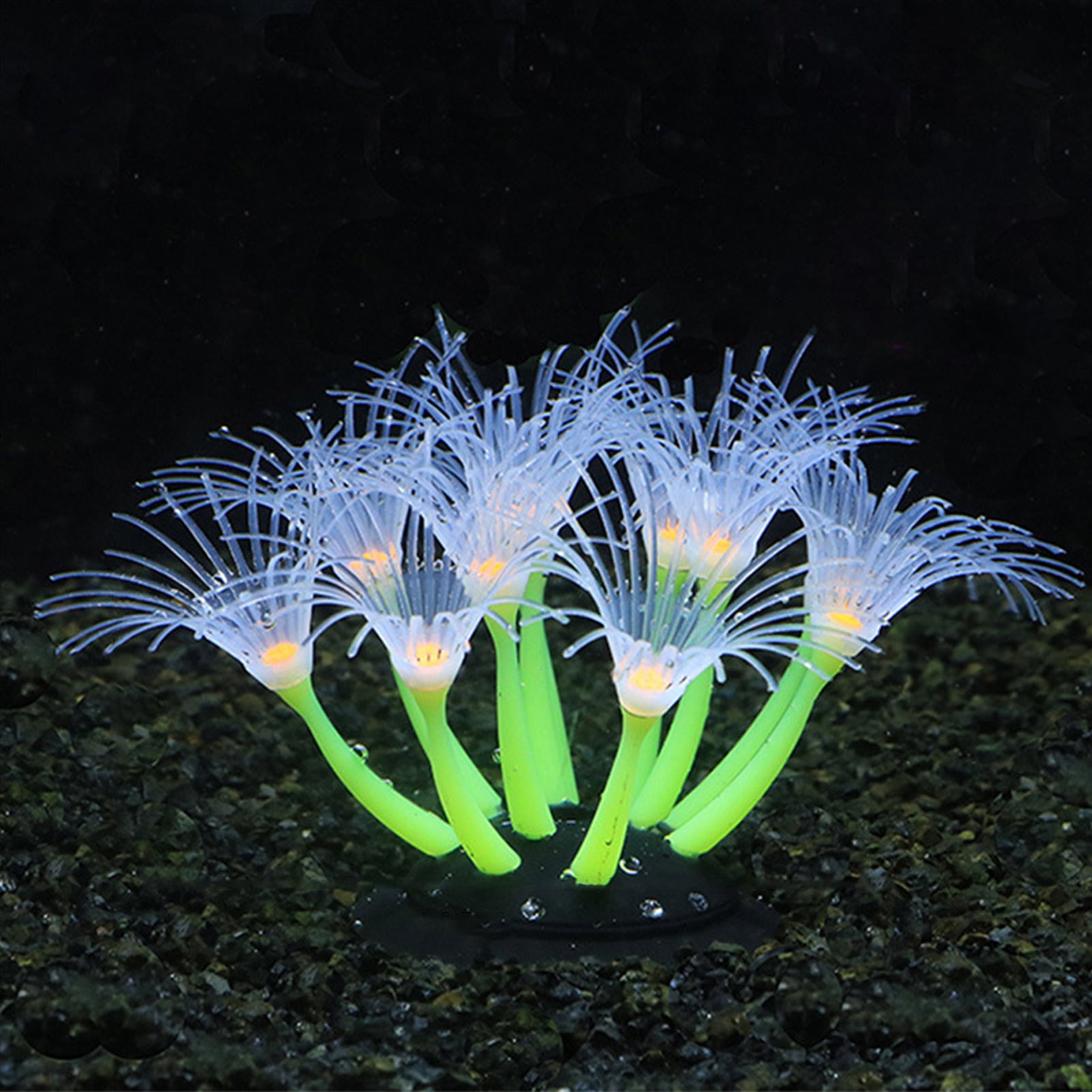 Aquatic Fluorescent Aquarium Landscape Decor Fake Sea Anemone Artificial Plant 