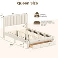 thumbnail image 3 of Gymax Queen Size Bed Frame w/Storage Drawer & Vertical Channel Headboard Beige, 3 of 10