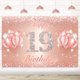 thumbnail image 1 of Fondo De Pancarta De Feliz Cumpleaños Número 19, Suministros De Decoración Para Fiesta De 19 Cumpleaños Para Mujeres O Hombres, Oro Rosa, 4 X 6 Pies, 1 of 5