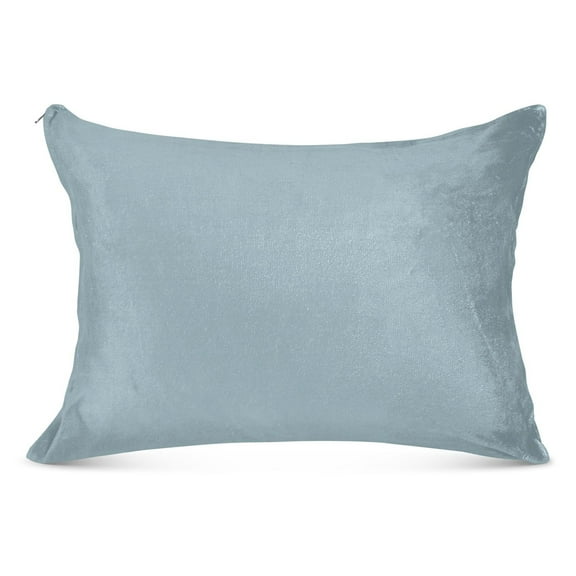 Ice Blue Plush Pillow Cases Standard Size Ultra Soft Warm Pillowcases with Zipper 20"x26"