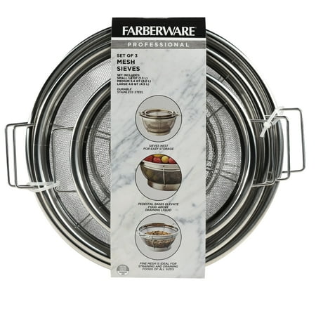 3 Piece Sieves - Farberware Three Piece Stainless Steel Mesh Sieve Set