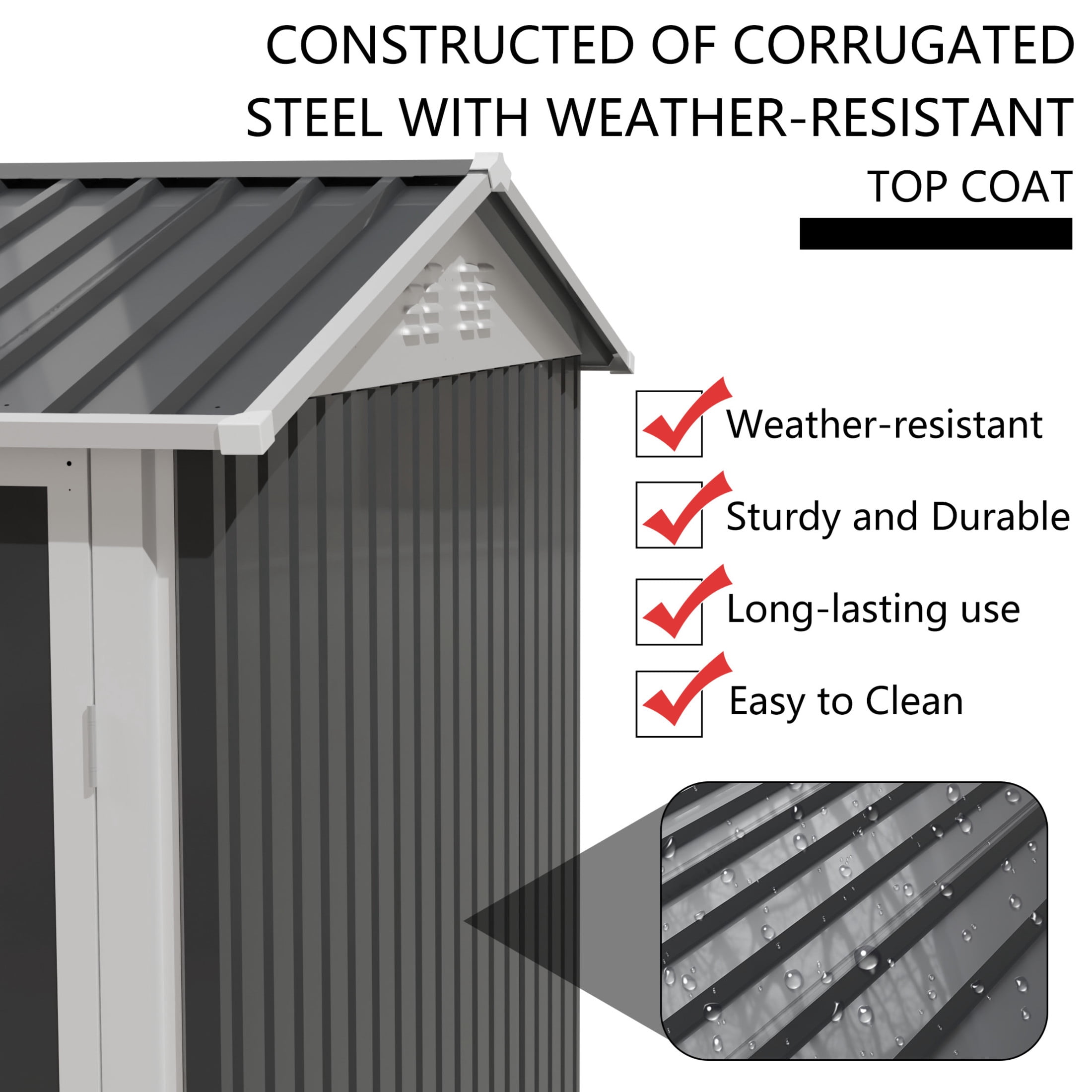 Noble House 9x6 FT Metal Outdoor Garden Shed, Galvanized Steel Backyard Tool Storage House with Window, Grey
