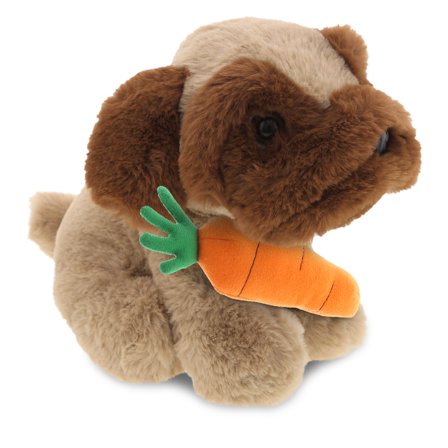 DolliBu Happy Easter Super Soft Plush Brown Pug Dog with Carrot - Cute Pet Life Stuffed Animals with Carrot Plush Toy, Perfect Easter Gift, Spring Easter Plush Animal Toy for Kids, Adults - 8 Inches