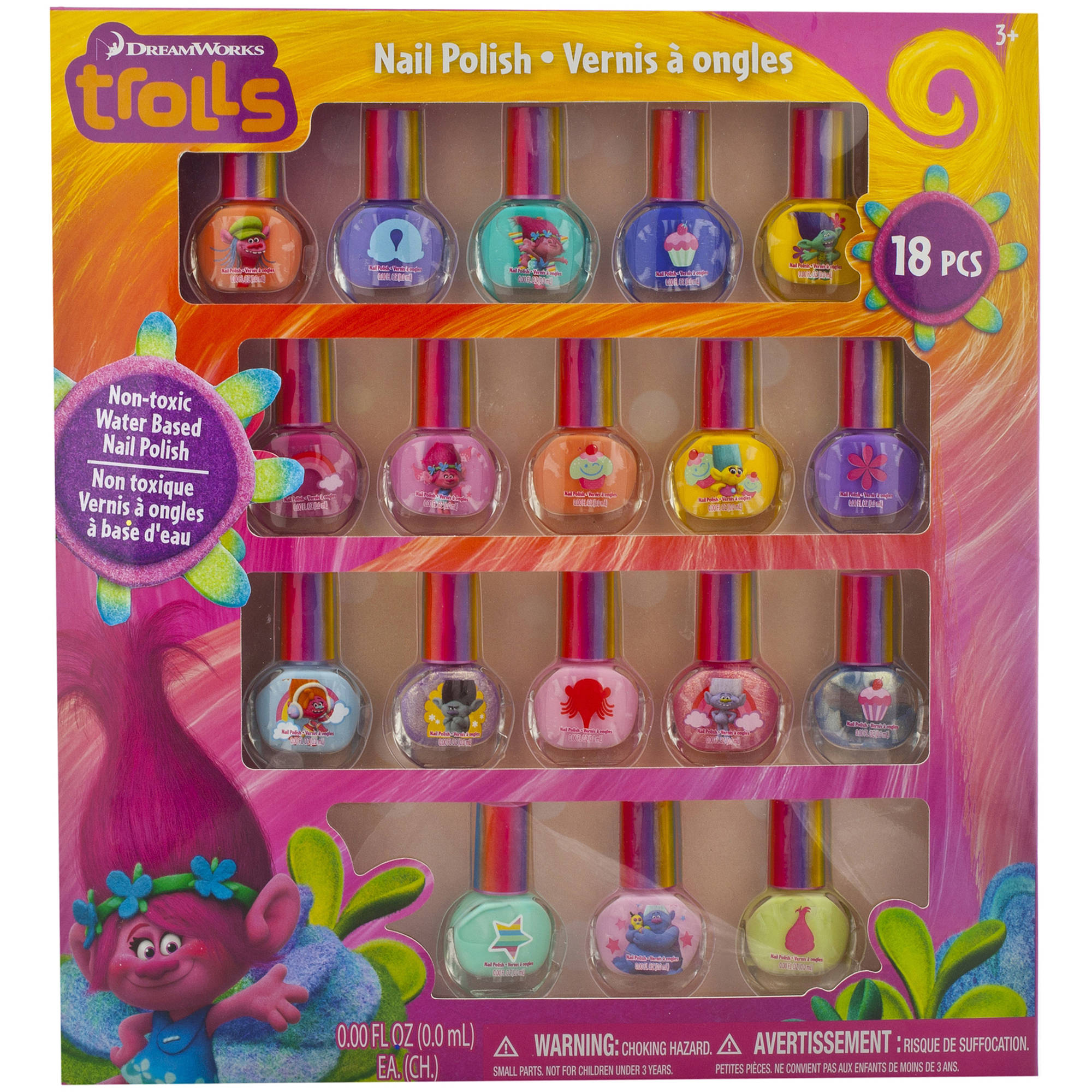 Trolls 18 Pack Non Toxic Nail Polish Set