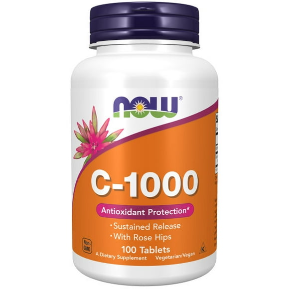 Now Foods | Vitamina C 1000mg con Escaramujo (100 tablets)/ Vitamin C-1000mg With Rose hips, Suplemento para el Apoyo del Sistema Inmune