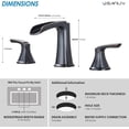 thumbnail image 6 of Oil Rubbed Bronze Waterfall Bathroom Faucet - 3-Piece Widespread 2-Handle for 3-Hole 4-8" Sink with Pop-Up Drain, 6 of 8