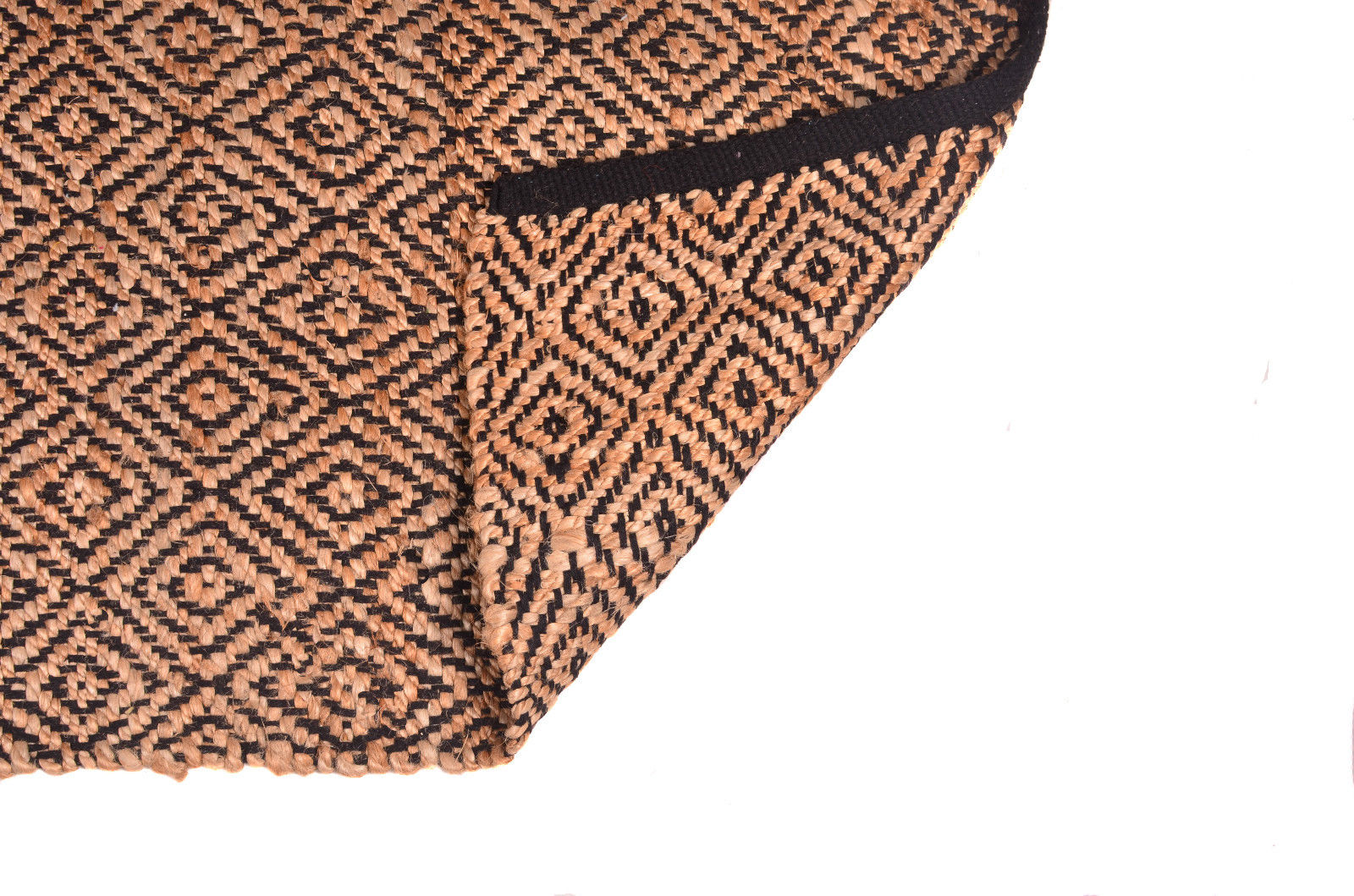 Jute 3x5 ft Black & Beige Area Rug Natural Fiber Handwoven Living Room Bedroom Office Home Décor