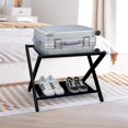 thumbnail image 2 of Luggage Rack, Folding Suitcase Stand with Storage Shelf,Bamboo Luggage Stand for Guest Room,Bedroon and Hotel,Holds up to 131 lb,Fit Most Luggage Size,Black, 2 of 8
