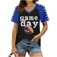 thumbnail image 2 of Uootdi Game Day Tops for Women Short Sleeve V Neck Football Print Casual Outings Weekend Brunch Loose Tees Blouses Clothes Gift, 2 of 6