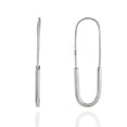 thumbnail image 2 of Sterling Silver Oblong Contemporary Hoop Earrings, 2 of 5