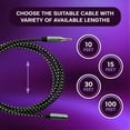 thumbnail image 6 of SatelliteSale Auxiliary 3.5mm Audio Jack Male to Female Aux Extension Cable Universal Wire Black/White Nylon Cord 15 feet, 6 of 8