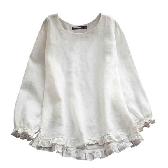 Aayomet Fall Shirts for Women 2024 Womens T Shirts Long Sleeve Crew Neck Shirts Basic Tee Tops Blouse,White L