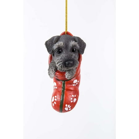 Schnauzer Christmas Ornament Pacific Giftware Mini Schnauzer Puppy Decorative Holiday Festive Christmas Hanging Ornament ()