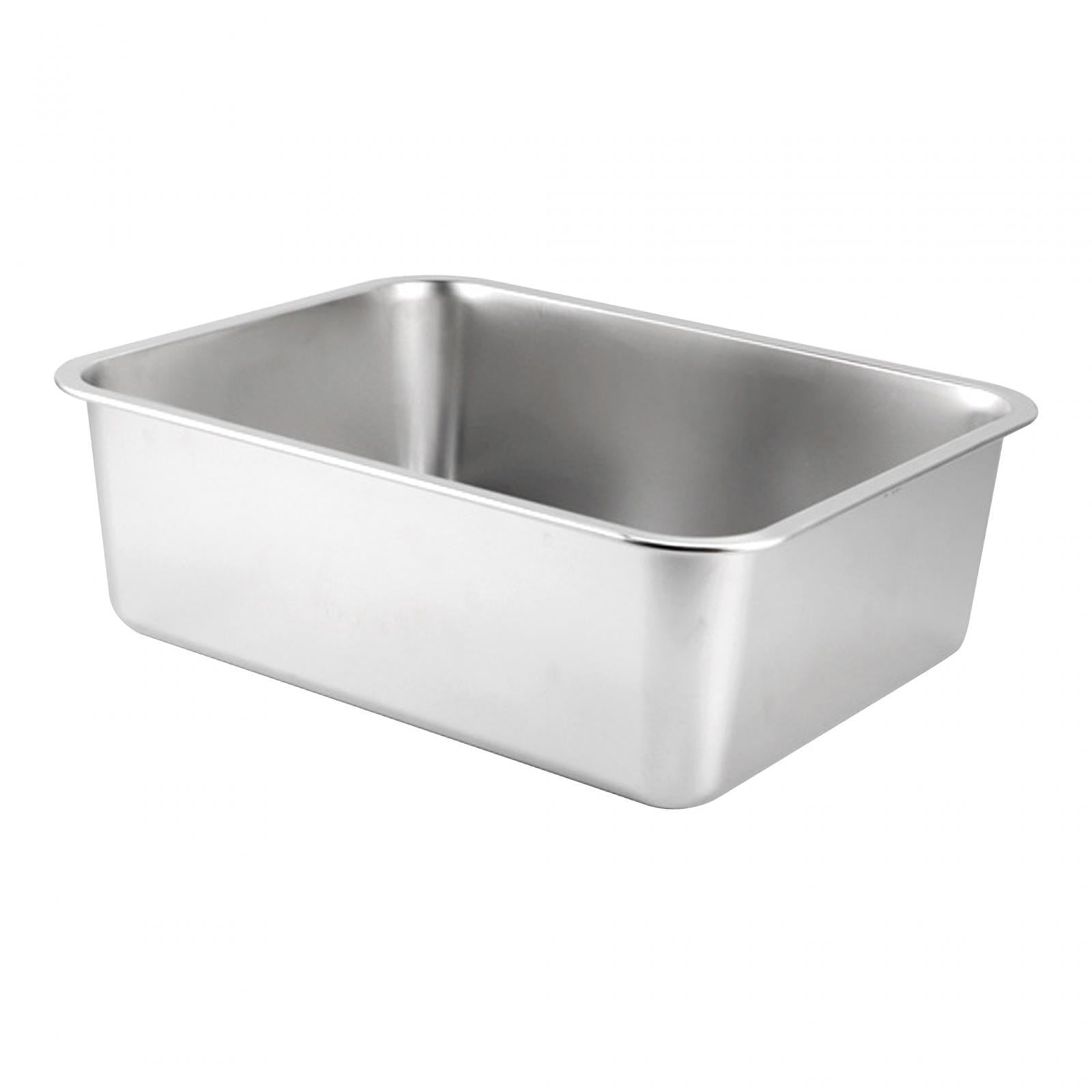 Cat Kitty Litter Pan Stainless Steel Open Top Pet Litter Tray Cat Toilet Easy to Clean Portable High Sided Cat Sandbox Cat Bedpan 50cmx35cmx10cm